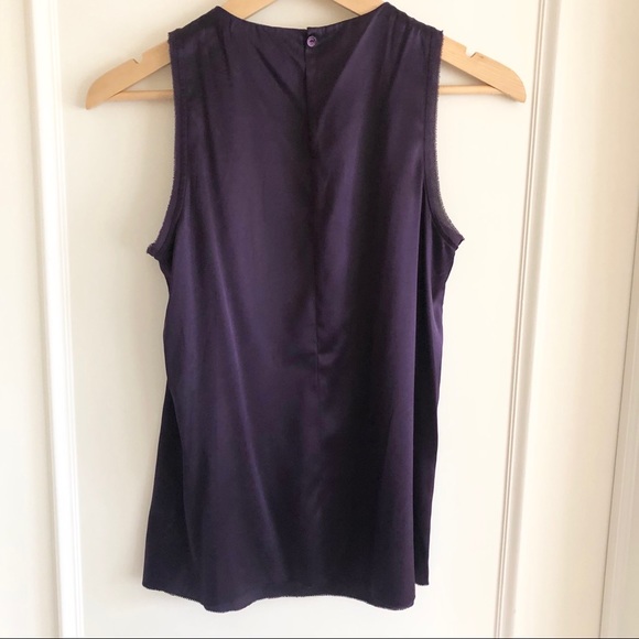 VINCE Sleeveless Stretch Silk Ruffle Top Purple Size Small - Picture 2 of 9